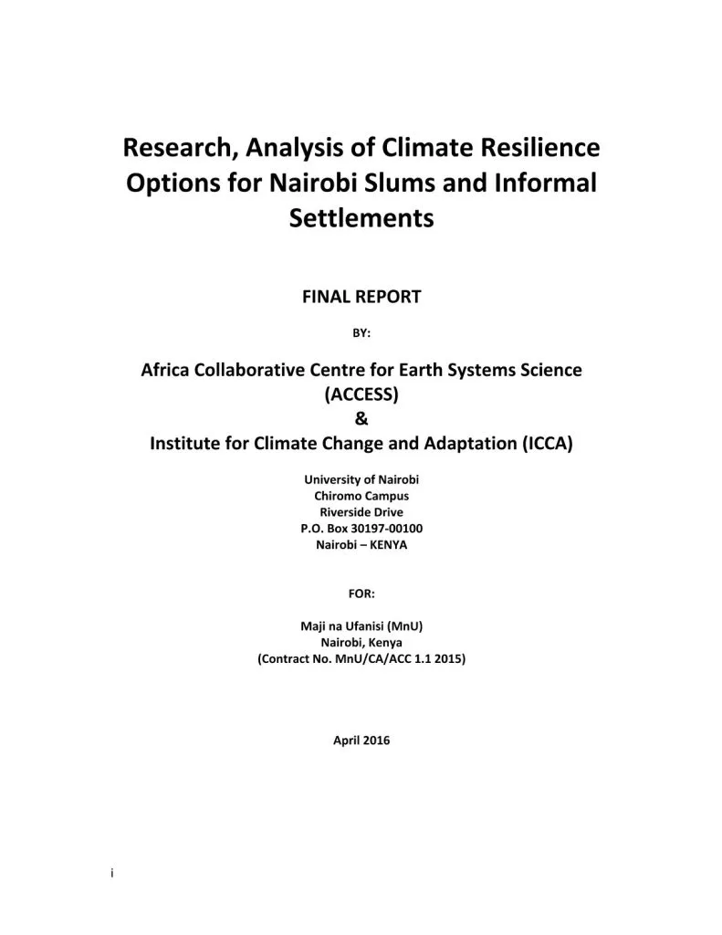 Climate resilience options report cover